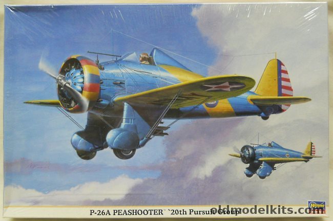 Hasegawa 1/32 P-26A Peashooter - US Army 17th Pursuit Group (3 Different Aircraft Including 1st Pursuit Sqn and 34th Attack Sqn) or Philippine Air Force, 08156 plastic model kit